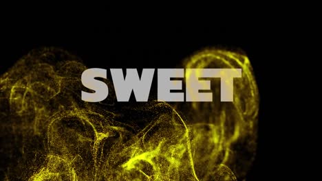 Animation-of-sweet-text-over-glowing-moving-wave