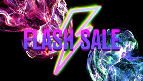 Animation-of-flash-sale-text-over-lightening-moving-purple-wave