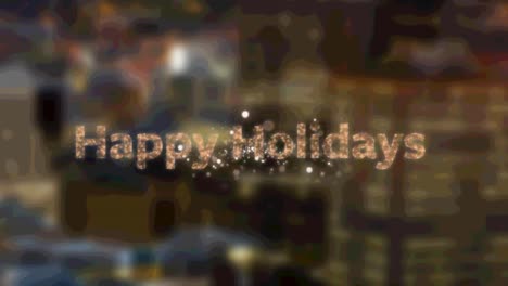 Animation-of-happy-holidays-text-over-cityscape