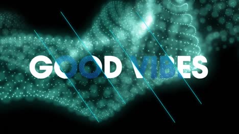 Animation-of-good-vibes-text-over-glowing-moving-wave