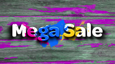 Animation-of-mega-sale-text-over-wooden-background