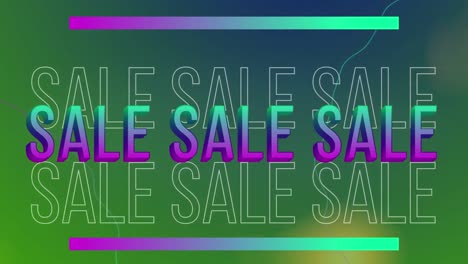 Animation-of-sale-text-over-moving-blue-and-green-background