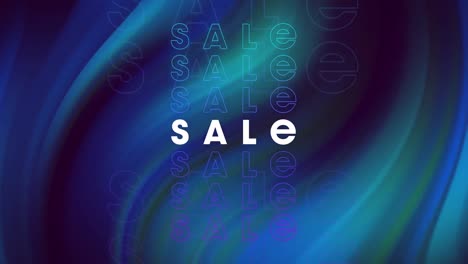 Animation-of-sale-text-over-moving-blue-waves