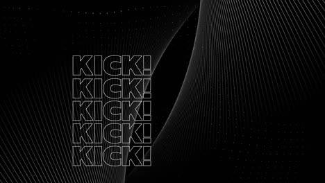 Animation-of-kick-text-over-moving-white-grid