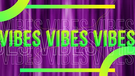 Animation-of-vibes-text-over-glowing-moving-purple-lines-and-geometrical-shapes