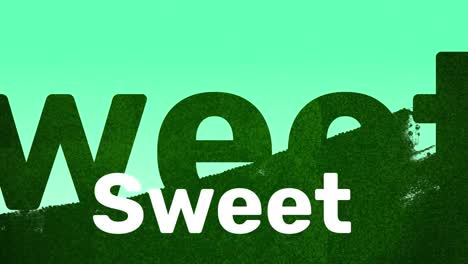 Animation-of-sweet-text-over-shadow-on-blue-background