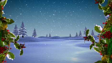 Animation-Des-Weihnachtsheiligen-über-Der-Winterlandschaft