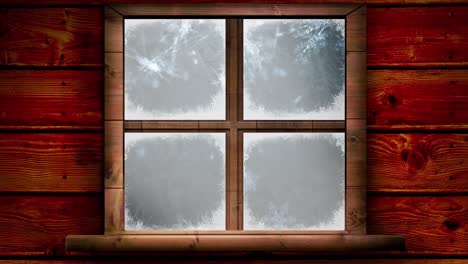 Animation-Von-Fallendem-Schnee,-Gesehen-Durch-Das-Fenster