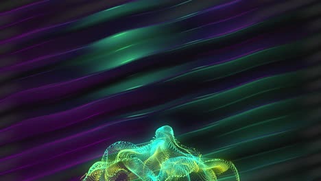 Animation-of-moving-glowing-lights-and-waves-over-black-background