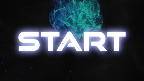 Animation-of-start-text-over-moving-glowing-wave