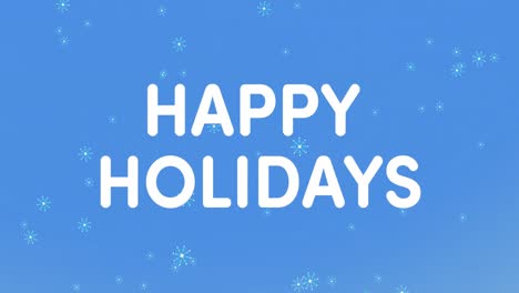 Christmas-decorations-and-window-frame-against-happy-holidays-text-and-snowflakes-on-blue-background