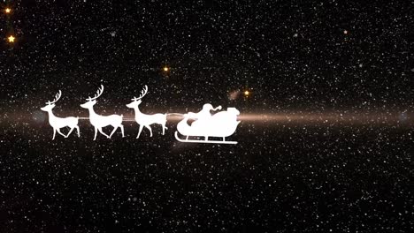 Animation-Des-Weihnachtsmanns-Im-Schlitten-Mit-Rentieren-über-Fallendem-Schnee-Und-Leuchtendem-Stern