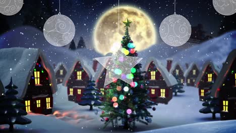 Animation-Der-Weihnachtsdekoration-über-Der-Winterlandschaft