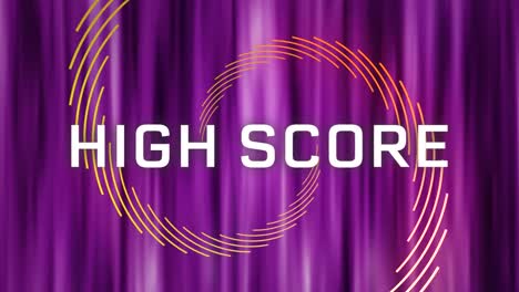 Animation-of-high-score-text-in-white-letters-on-purple-background
