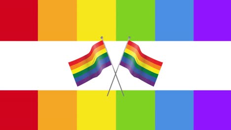 Animation-of-rainbow-flags-over-rainbow-stripes-background