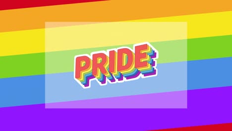 Animation-of-pride-text-with-heart-over-rainbow-stripes