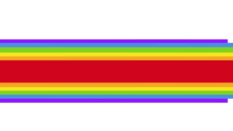 Animation-Verschiedener-Hände,-Die-Ein-Herzsymbol-über-Streifen-In-Regenbogenfarben-Auf-Weißem-Hintergrund-Bilden