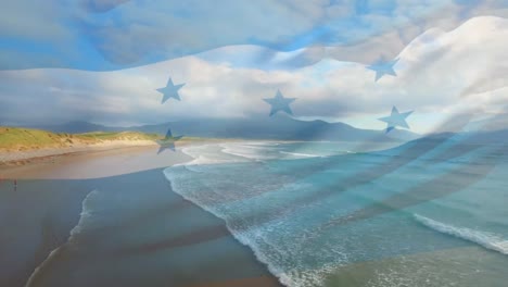 Animation-of-flag-of-honduras-blowing-over-beach-landscape