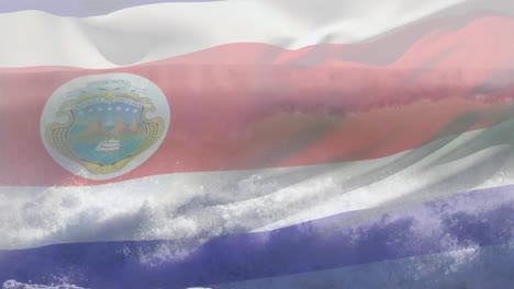 Digital-composition-of-waving-costa-rica-flag-against-waves-in-the-sea