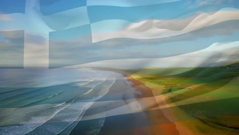 Animation-of-flag-of-greece-blowing-over-seascape