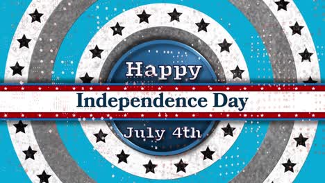 Dots-pattern-over-happy-independence-day-text-banner-against-stars-on-spinning-circles