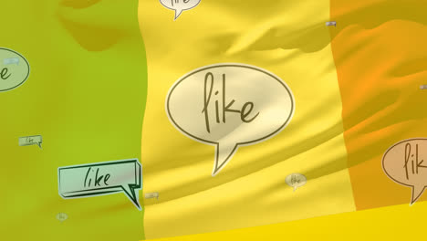 Animation-of-flag-of-italy-blowing-over-like-text-in-speech-bubbles