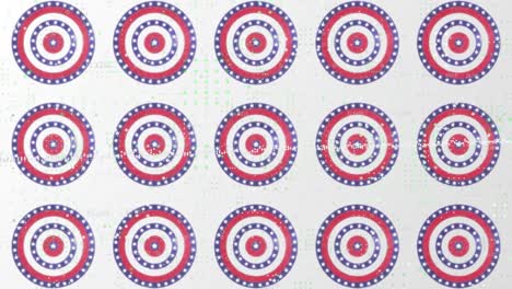 Statistical-data-processing-against-multiple-spinning-stars-on-circles-against-white-background