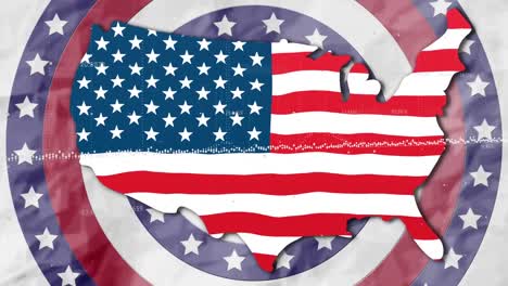 Animation-Der-USA-Karte-über-Dem-Muster-Der-Amerikanischen-Flagge