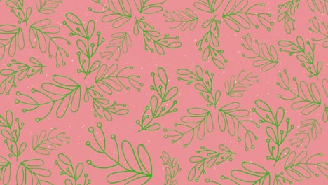 Animation-of-mistletoe-pattern-over-pink-background