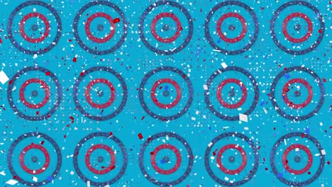 Buntes-Konfetti-Fällt-über-Mehrere-Sterne-Auf-Sich-Drehenden-Kreisen-Vor-Blauem-Hintergrund