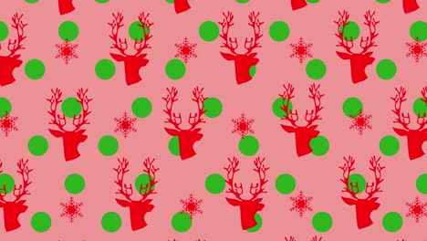 Animation-of-christmas-reindeer-pattern-over-pink-background