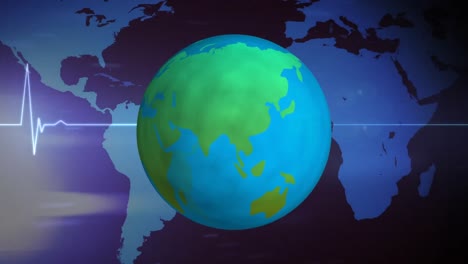 Animation-Des-Globus-über-Der-Weltkarte-Und-Verarbeitung-Von-Herzfrequenzdaten