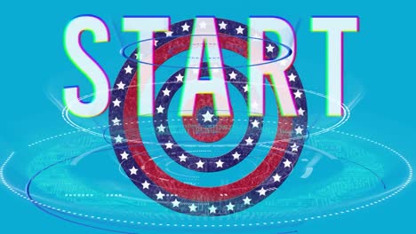 Start-text-and-round-scanners-against-stars-on-spinning-circles-on-blue-background