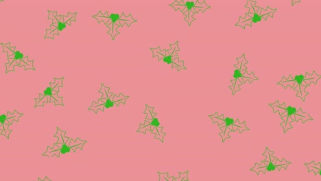 Animation-of-christmas-holy-pattern-over-pink-background