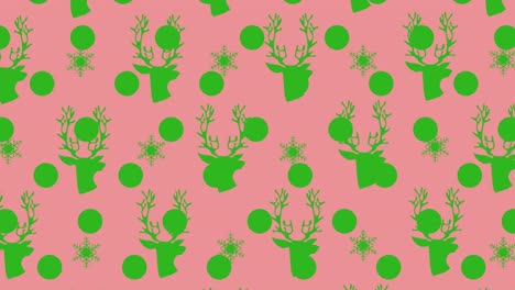 Animation-of-christmas-reindeer-pattern-over-pink-background