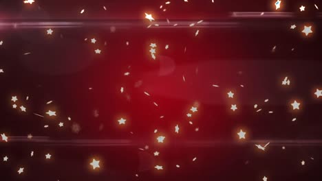Animation-of-christmas-stars-falling-on-red-background