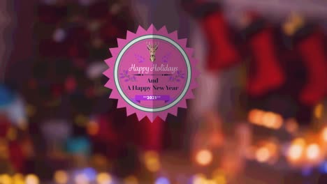 Animation-of-present-tag-with-christmas-greetings-on-christmas-decoration