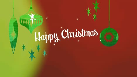 Animation-Von-Weihnachtsgrüßen-Und-Kugeln-Auf-Grünem-Und-Rotem-Hintergrund