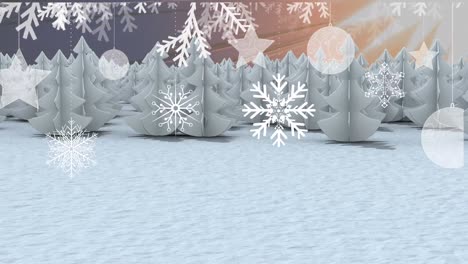 Animation-of-snow-falling-over-igloo-in-night-winter-landscape