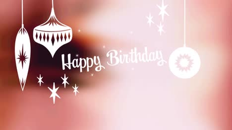 Animation-of-birthday-greetings-and-baubles-on-brown-background