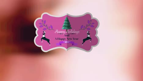 Animation-of-present-tag-with-christmas-greetings-on-brown-background