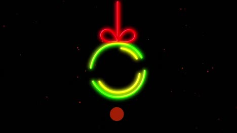 Animation-of-christmas-neon-decoration-over-black-background