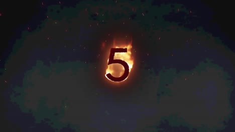 Animation-Von-5-Texten-In-Brennenden-Flammen-Auf-Dunklem-Hintergrund