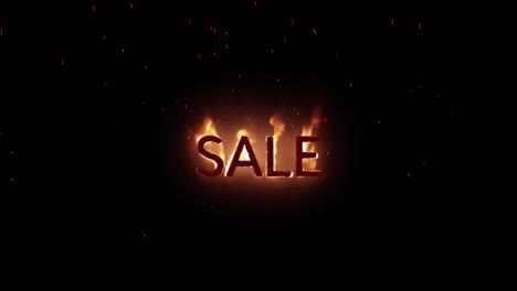Animation-of-sale-text-in-burning-flames-over-black-background