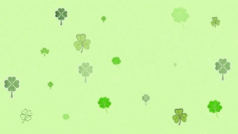 Animation-of-lucky-clover-over-green-background