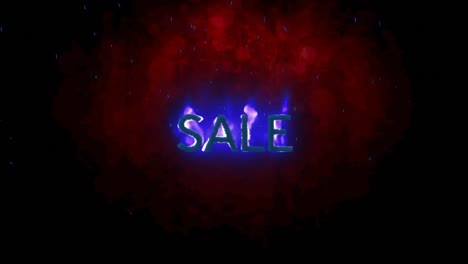 Animation-of-sale-text-in-burning-flames-over-dark-background