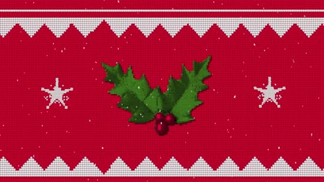Animation-of-christmas-pattern-and-holy-on-red-background