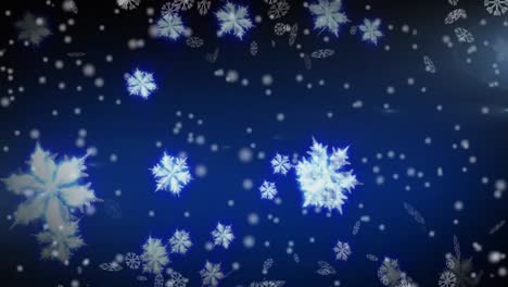 Animation-Von-Schnee,-Der-Auf-Marineblauem-Hintergrund-Fällt