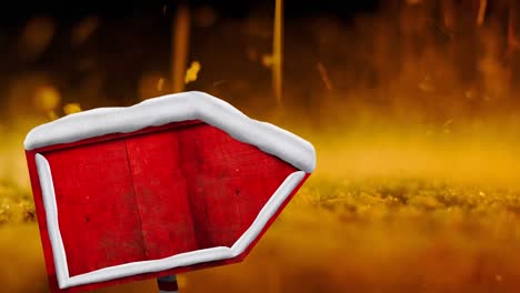 Animation-of-gold-glitter-falling-on-red-mailbox