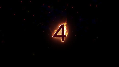 Animation-Von-4-Texten-In-Brennenden-Flammen-Auf-Dunklem-Hintergrund